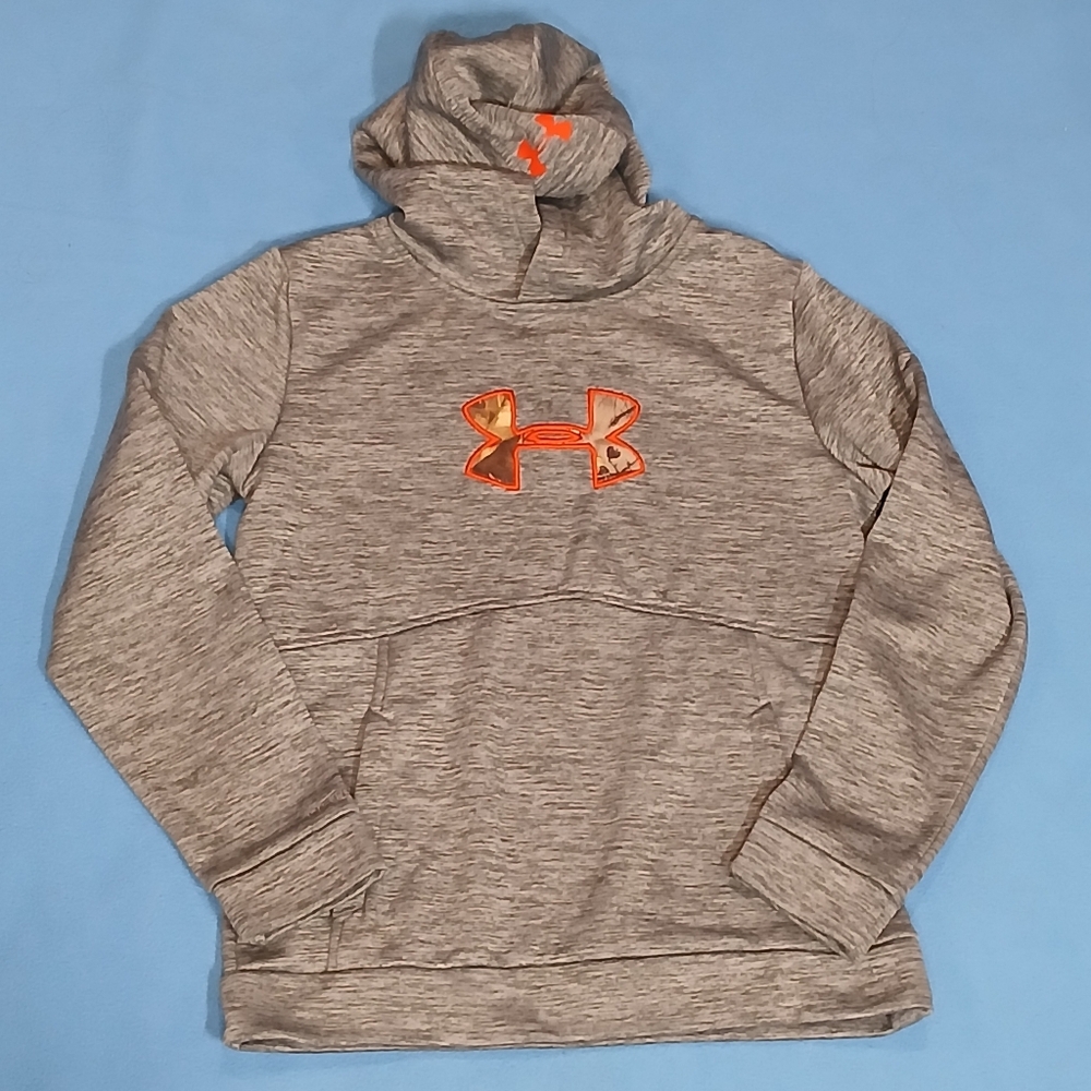 Under Armour Hoodie Sweatshirt Gray With Camo, Youth Large